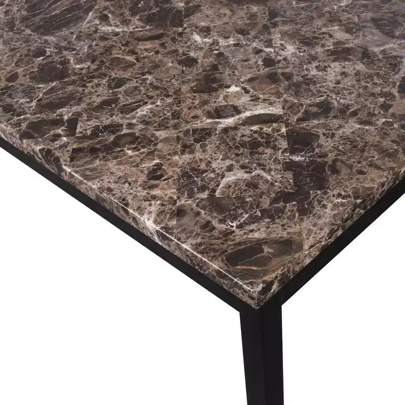 GDFStudio Nolan 5 Piece Metal Frame Dining Set with Faux Marble Tabletop
