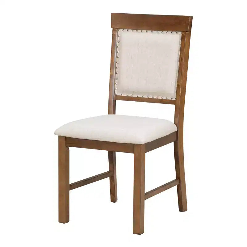 Farmhouse Kitchen Table Set for 4, Wooden Extendable Round Dining Table Set and 4 Upholstered Chairs, Retro Dining Set for Kitchen