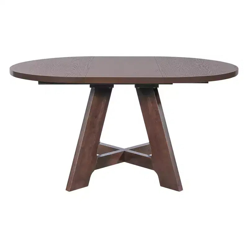 Farmhouse Extendable Round Dining Table Set for 4, Kitchen Table Set with Removable Leaf and 4 Upholstered Dining Chairs