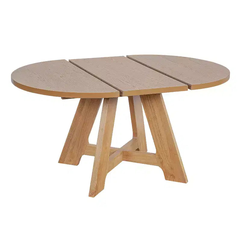 Farmhouse Extendable Round Dining Table Set for 4, Kitchen Table Set with Removable Leaf and 4 Upholstered Dining Chairs