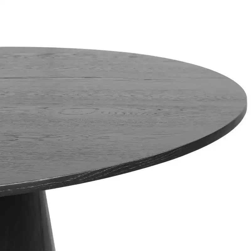 Modern Round Dining Table Set For 6, Black Pedestal Dining Table, Chenille Swivel Rolling Barrel Chairs With Wheels - Panipeachy
