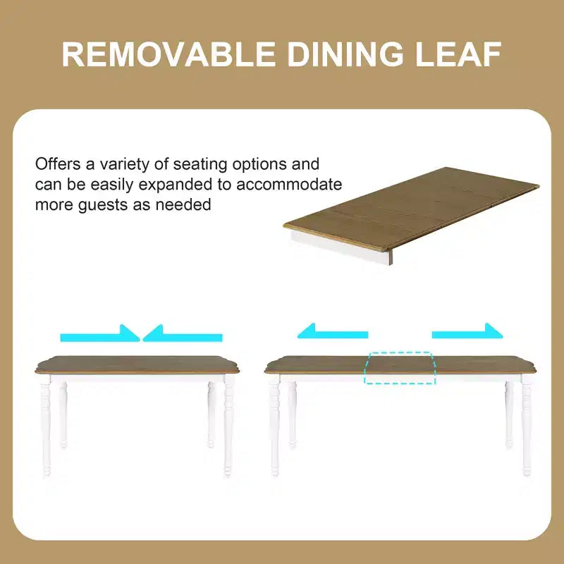 GDFStudio Grant 7-Piece Dining Table Set with 60 to 78 Extendable Wood Table (Set of 6)