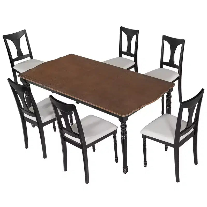 GDFStudio Grant 7-Piece Dining Table Set with 60 to 78 Extendable Wood Table (Set of 6)