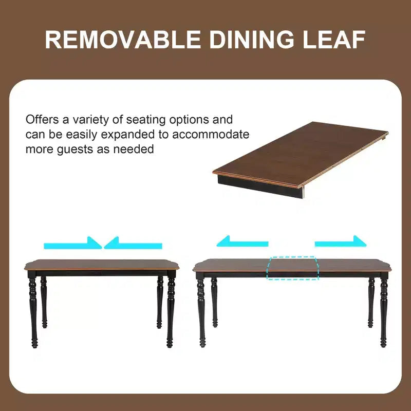 GDFStudio Grant 7-Piece Dining Table Set with 60 to 78 Extendable Wood Table (Set of 6)
