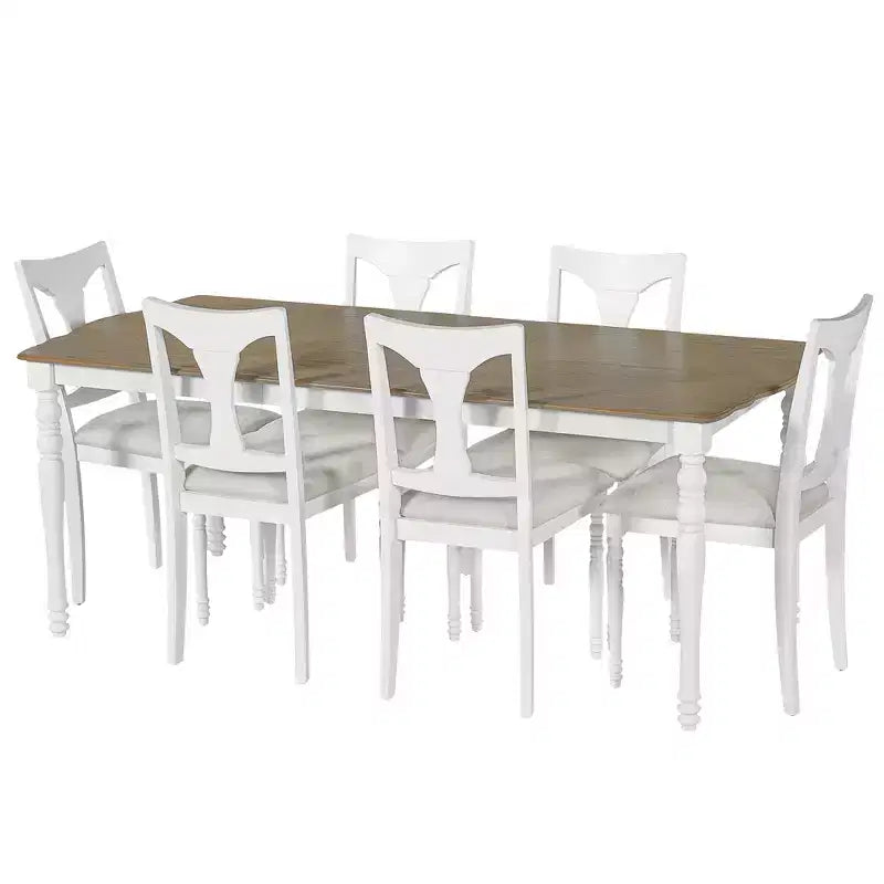 GDFStudio Grant 7-Piece Dining Table Set with 60 to 78 Extendable Wood Table (Set of 6)