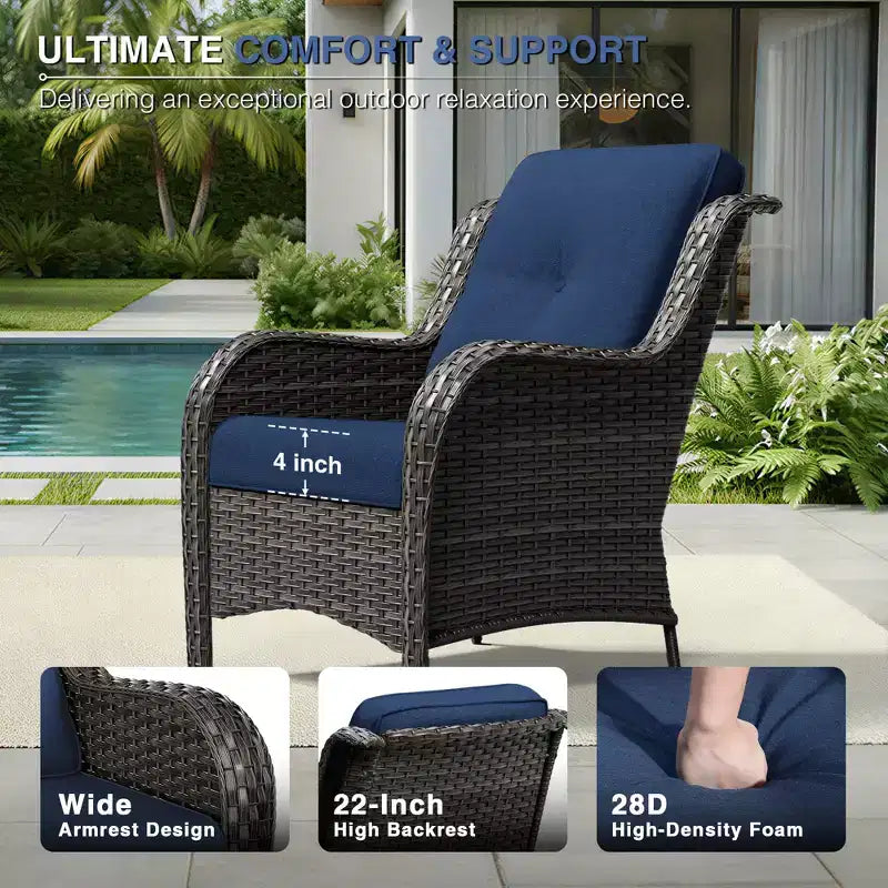 UPTIOT All-Weather Outdoor Sofa Set with Convertible Ottoman and Coffee Table
