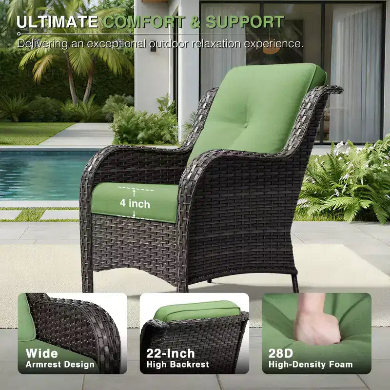 UPTIOT All-Weather Outdoor Sofa Set with Convertible Ottoman and Coffee Table
