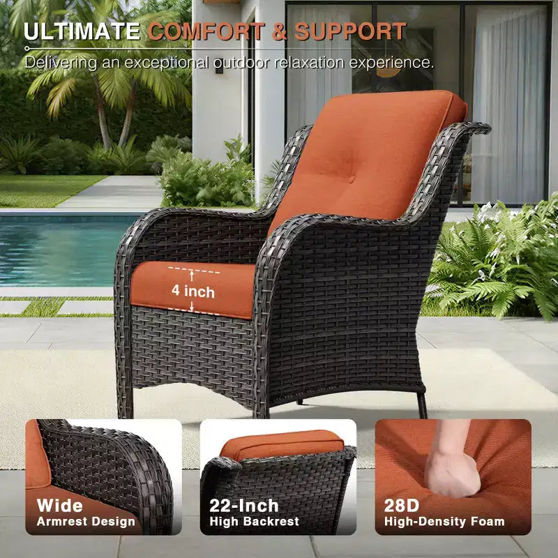 UPTIOT All-Weather Outdoor Sofa Set with Convertible Ottoman and Coffee Table