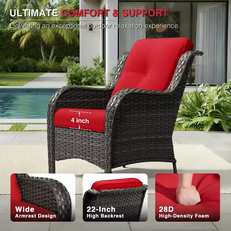 UPTIOT All-Weather Outdoor Sofa Set with Convertible Ottoman and Coffee Table
