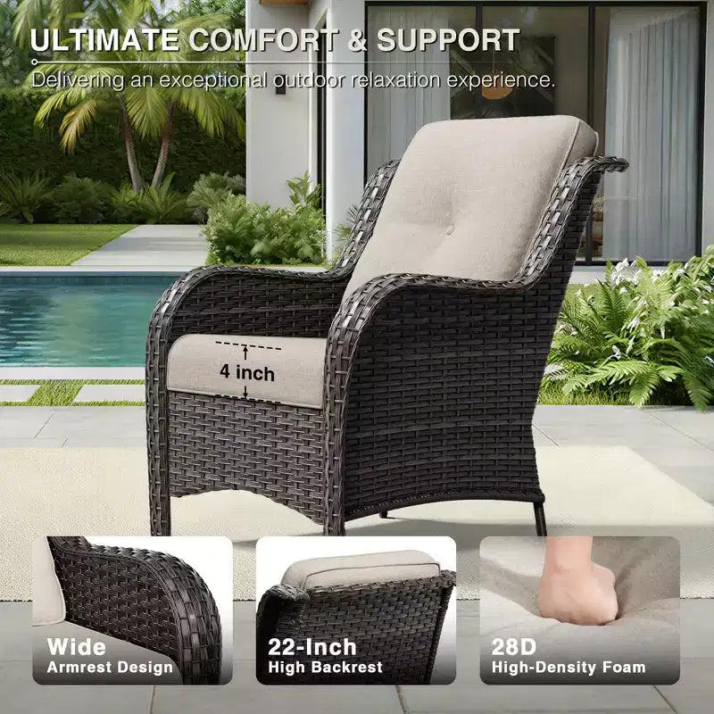 UPTIOT All-Weather Outdoor Sofa Set with Convertible Ottoman and Coffee Table
