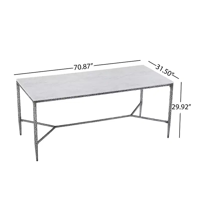Christopher Knight Home Yvanna 7 Piece Industrial Luxe Hand-Forged Sintered Stone Dining Table with Upholstered Dining Arm Chairs