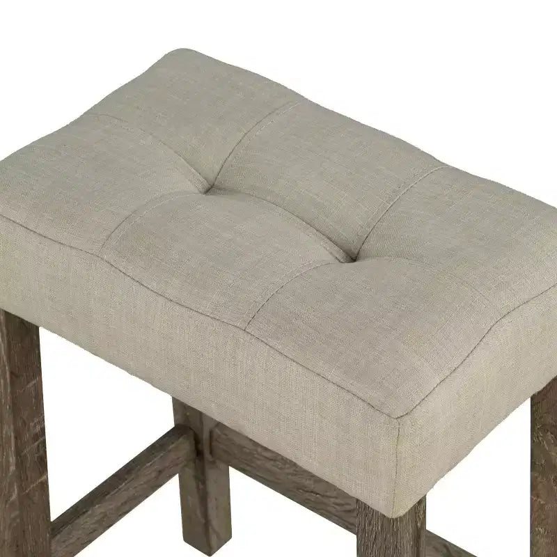 GDFStudio Bennett Transitional Wood 3-Piece Counter Height Dining Set with Biscuit-Tufted Cushioned Stools