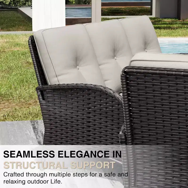 UPTIOT Outdoor Swivel Chair Set: 1 Sofa, 4 Swivel Chairs, 2 Ottomans & All-Weather Design