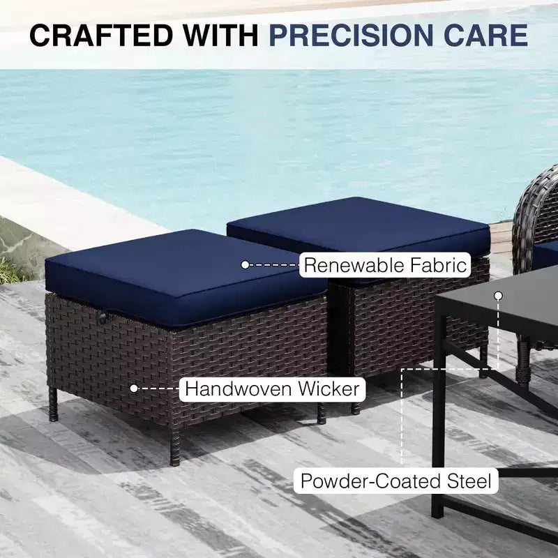 UPTIOT Outdoor Swivel Chair Set: 1 Sofa, 4 Swivel Chairs, 2 Ottomans & All-Weather Design