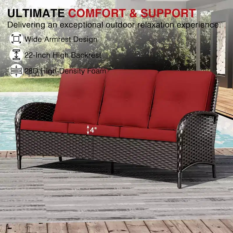 UPTIOT Outdoor Swivel Chair Set: 1 Sofa, 4 Swivel Chairs, 2 Ottomans & All-Weather Design