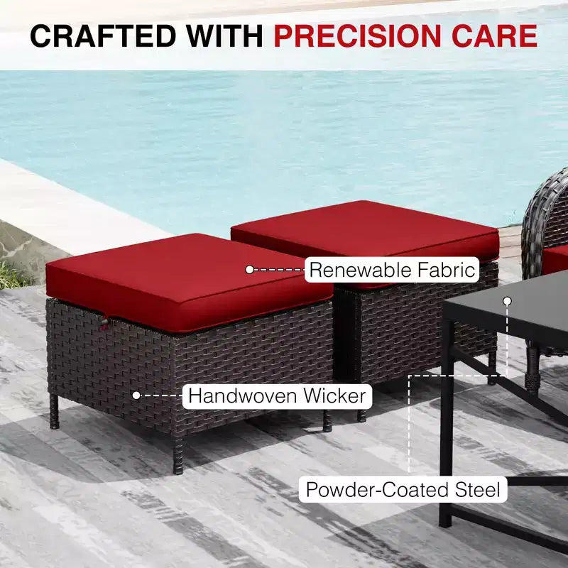 UPTIOT Outdoor Swivel Chair Set: 1 Sofa, 4 Swivel Chairs, 2 Ottomans & All-Weather Design