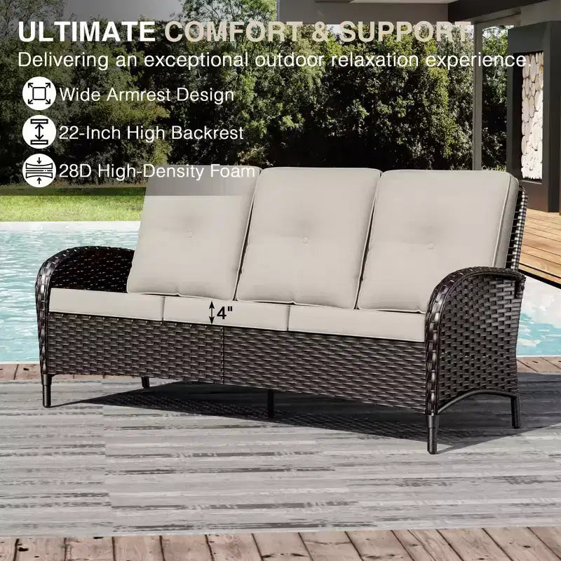 UPTIOT Outdoor Swivel Chair Set: 1 Sofa, 4 Swivel Chairs, 2 Ottomans & All-Weather Design