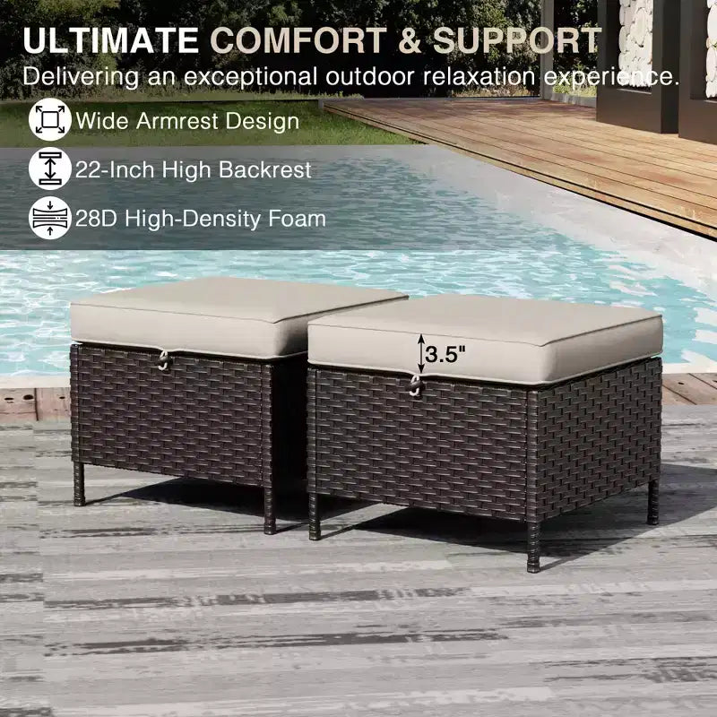 UPTIOT Outdoor Swivel Chair Set: 1 Sofa, 4 Swivel Chairs, 2 Ottomans & All-Weather Design