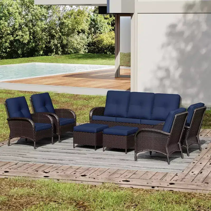 Ensemble de chaises pivotantes d'extérieur UPTIOT : 1 canapé, 4 chaises pivotantes, 2 poufs et conception tout temps