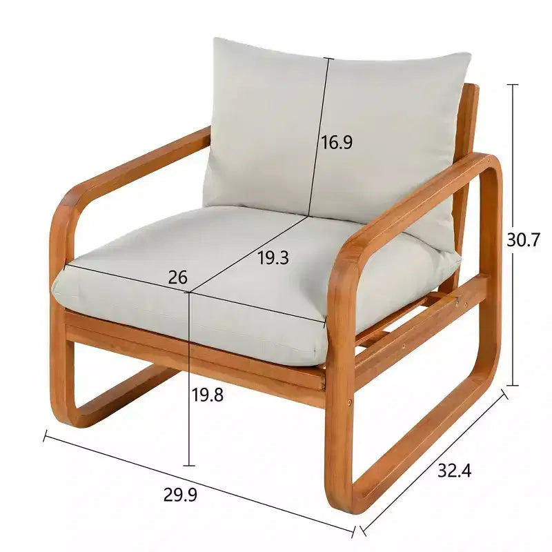 Christopher Knight Home Thao Modern 4 Piece Acacia Wood Patio Seating Set with Cushions and Slatted Table