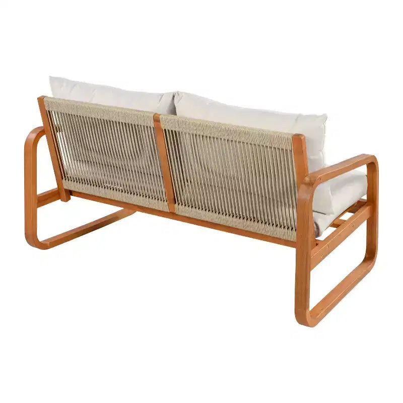 Christopher Knight Home Thao Modern 4 Piece Acacia Wood Patio Seating Set with Cushions and Slatted Table
