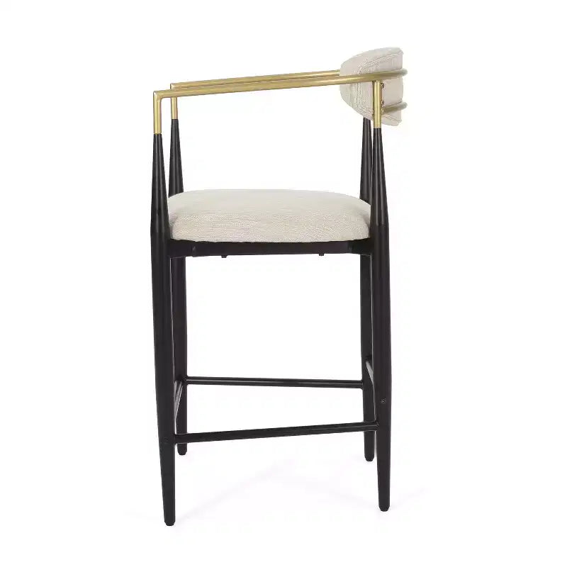 Christopher Knight Home Iwinie Modern 5 Piece Dining Set with Pedestal Wooden Table and Metal Upholstered Counter Stools