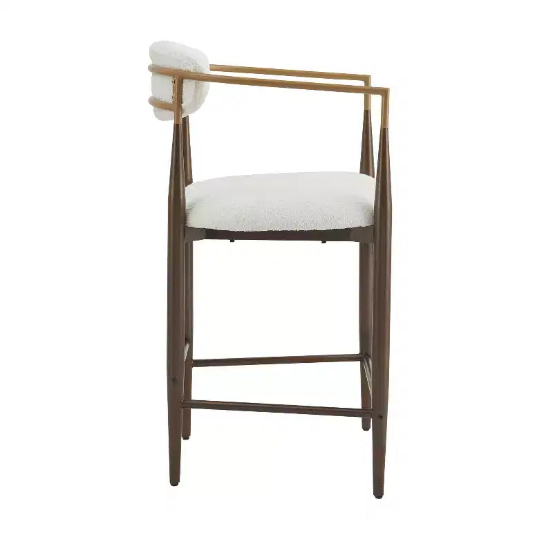 Christopher Knight Home Iwinie Modern 5 Piece Dining Set with Pedestal Wooden Table and Metal Upholstered Counter Stools