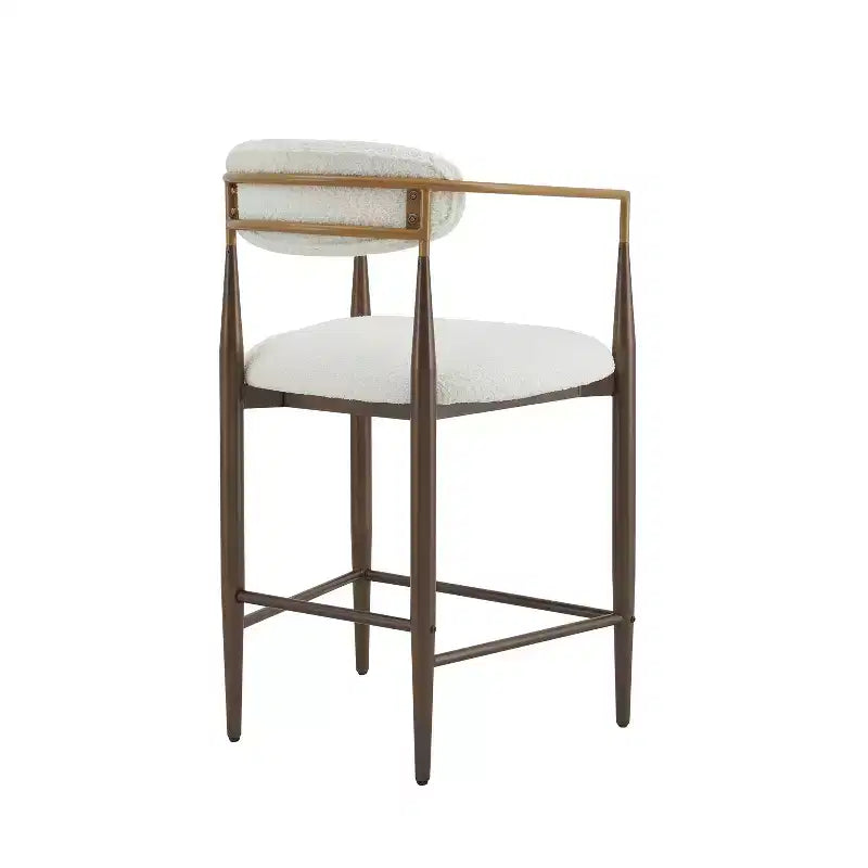 Christopher Knight Home Iwinie Modern 5 Piece Dining Set with Pedestal Wooden Table and Metal Upholstered Counter Stools