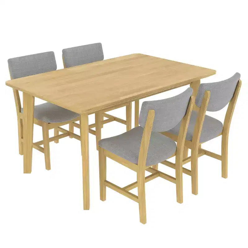 Rustic Wood Dining Table Set for 4, 5 Pieces Rectangular Table Set with Upholstered Chairs for Small Space Kitchen
