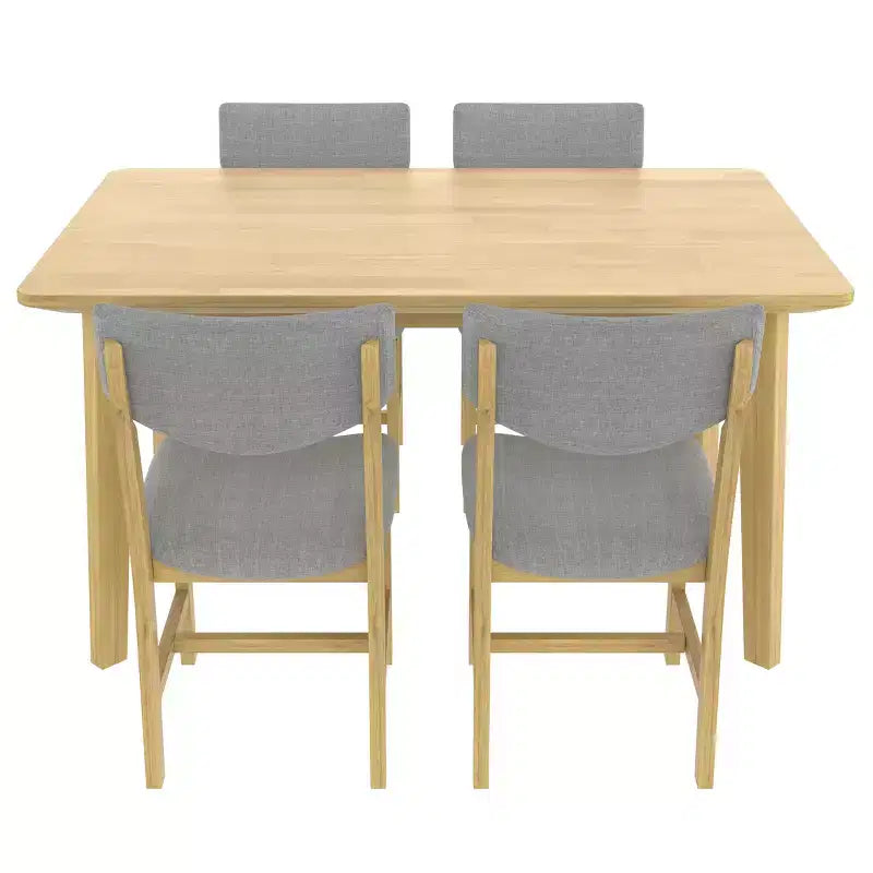 Rustic Wood Dining Table Set for 4, 5 Pieces Rectangular Table Set with Upholstered Chairs for Small Space Kitchen
