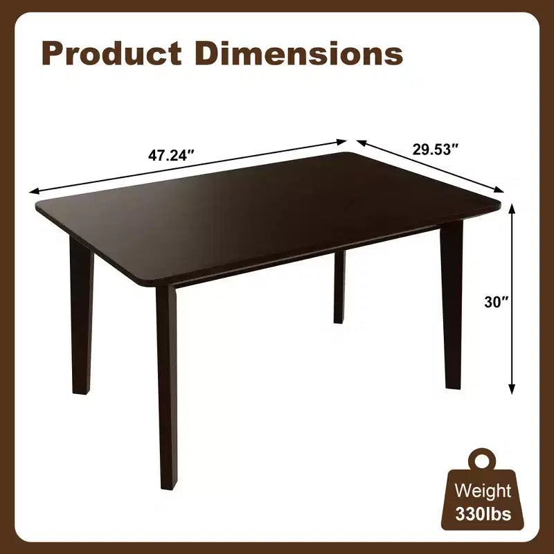 Rustic Wood Dining Table Set for 4, 5 Pieces Rectangular Table Set with Upholstered Chairs for Small Space Kitchen