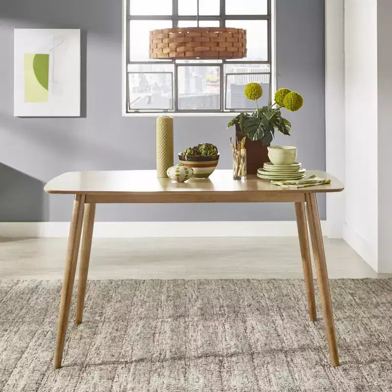Cortland Mid-Century Natural Oak 63 Wide Counter Height Dining Set - iNSPIRE Q
