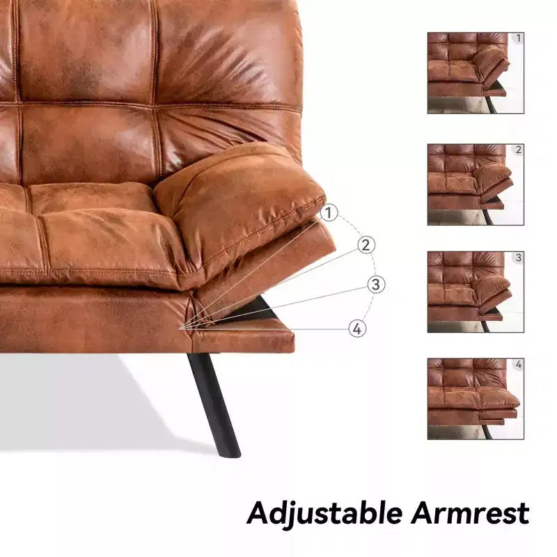 Dyonery 71 Convertible Futon Sofa Bed, Memory Foam Loveseat Sleeper, Adjustable Backrest & Armrests, Modern Couch for Home Office