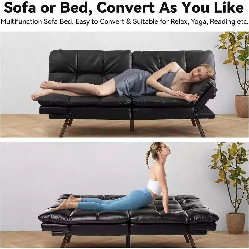 Dyonery 71 Convertible Futon Sofa Bed, Memory Foam Loveseat Sleeper, Adjustable Backrest & Armrests, Modern Couch for Home Office