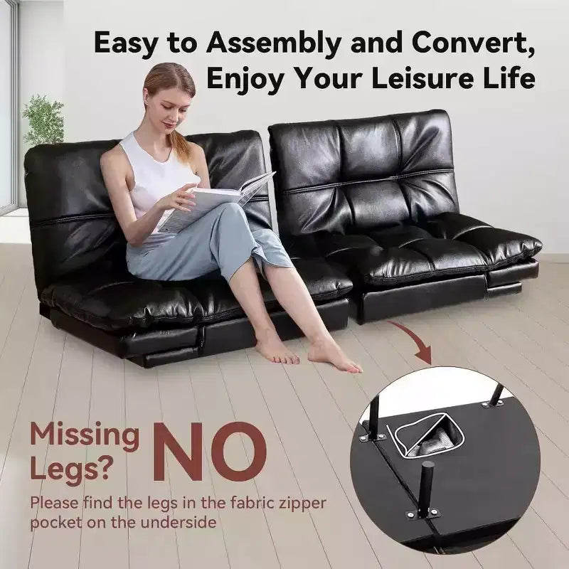 Dyonery 71 Convertible Futon Sofa Bed, Memory Foam Loveseat Sleeper, Adjustable Backrest & Armrests, Modern Couch for Home Office