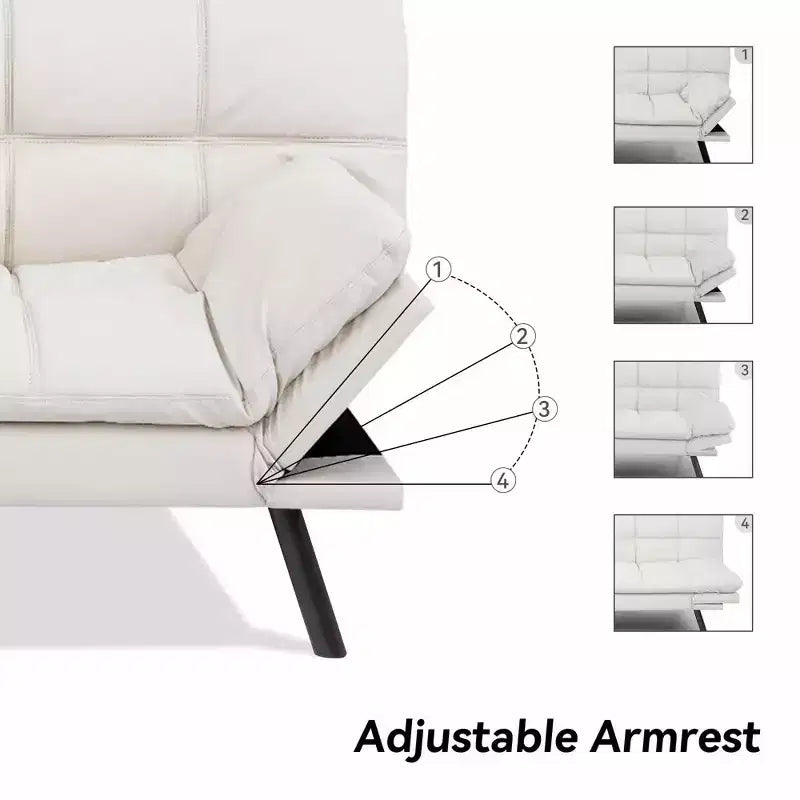 Dyonery 71 Convertible Futon Sofa Bed, Memory Foam Loveseat Sleeper, Adjustable Backrest & Armrests, Modern Couch for Home Office