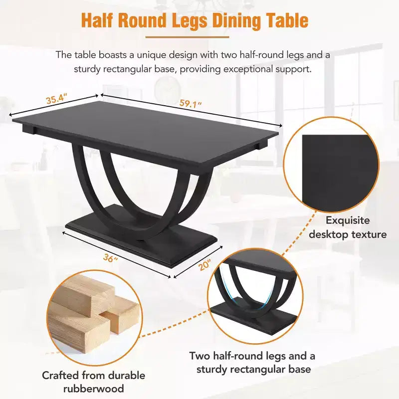 6pcs Dining Table Set Dining Set for 6, Family Kitchen Table Set with Ergonomic Padded Dining Chairs & Bench - ModernLuxe