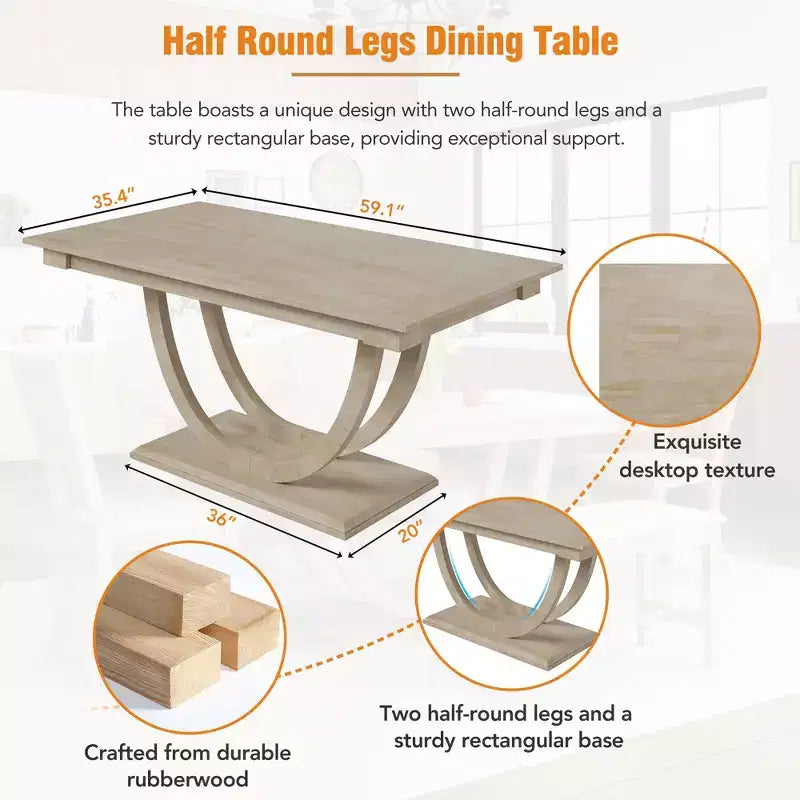 6pcs Dining Table Set Dining Set for 6, Family Kitchen Table Set with Ergonomic Padded Dining Chairs & Bench - ModernLuxe