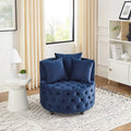 Fauteuil d'appoint capitonné pivotant Blue Velvet avec roulettes