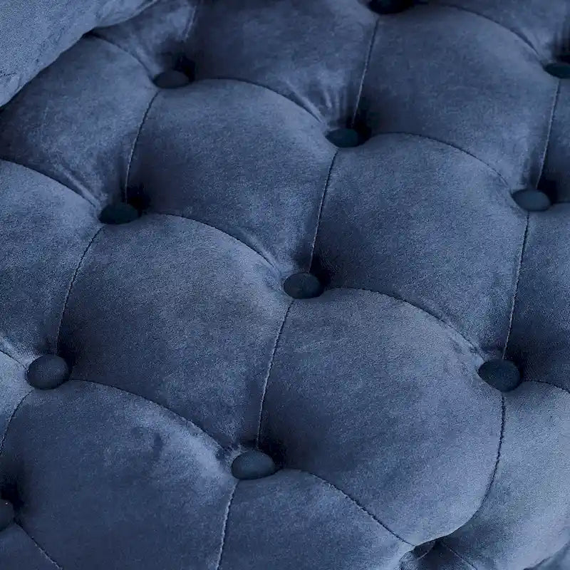 Fauteuil d'appoint capitonné pivotant Blue Velvet avec roulettes