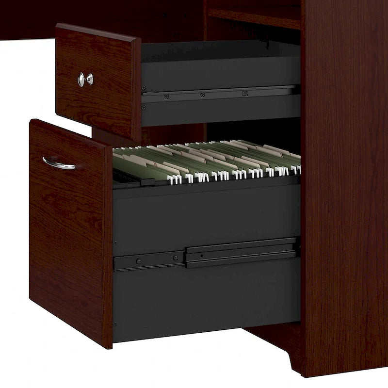 Bureau d'angle 60 po avec huche, armoire de rangement et tiroir classeur