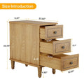 Table d'appoint étroite en bois massif avec 3 tiroirs – Entièrement assemblée