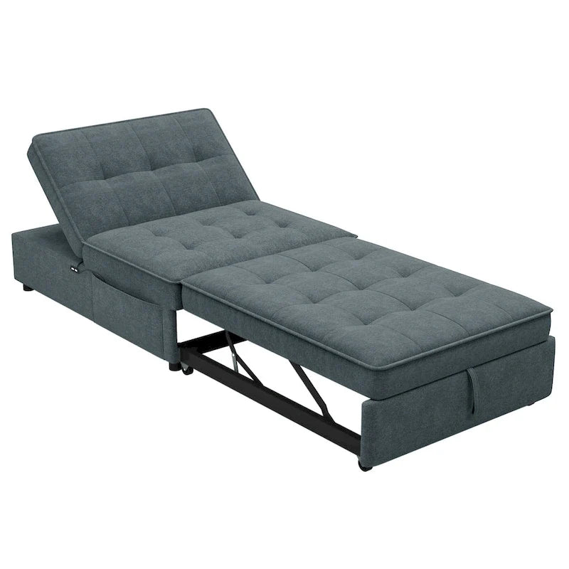 72.5 Linen 4-in-1 3-Seater Sleeper Sofa with 5-Level Adjustable Backrest And Storage Pocket