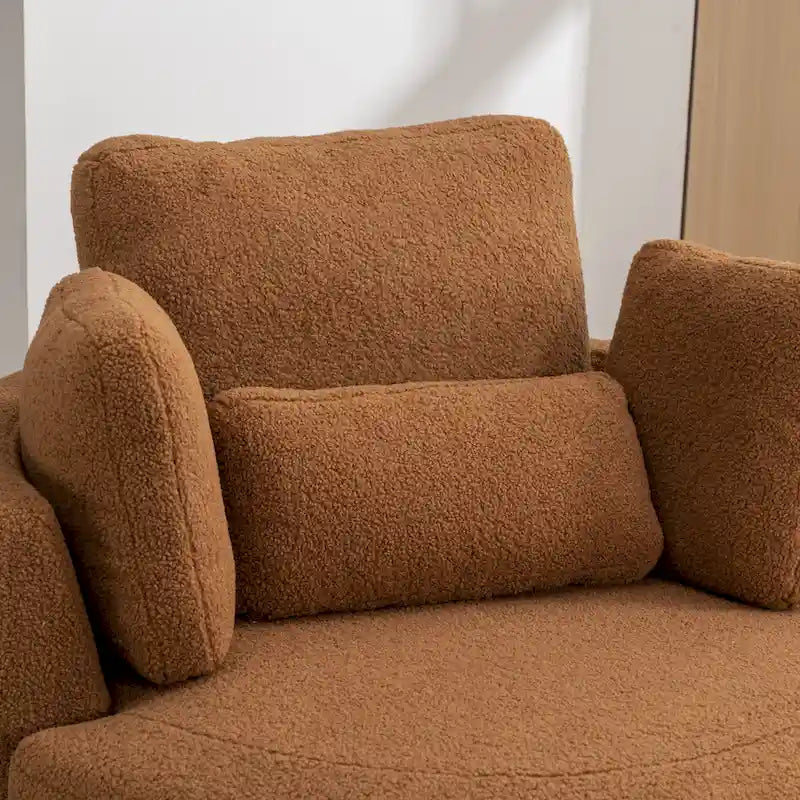 42.3W Upholstered Swivel Accent Chair with 4 Pillows and Half-Moon Storage Ottoman