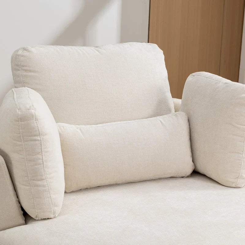 42.3W Upholstered Swivel Accent Chair with 4 Pillows and Half-Moon Storage Ottoman