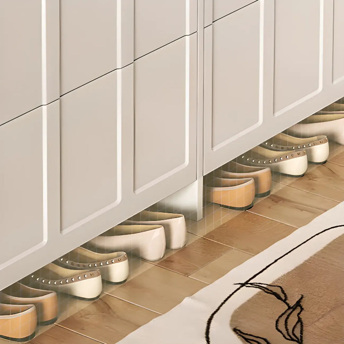 Slim Drop Front 3-Tier White Wood Shoe Storage Cabinet