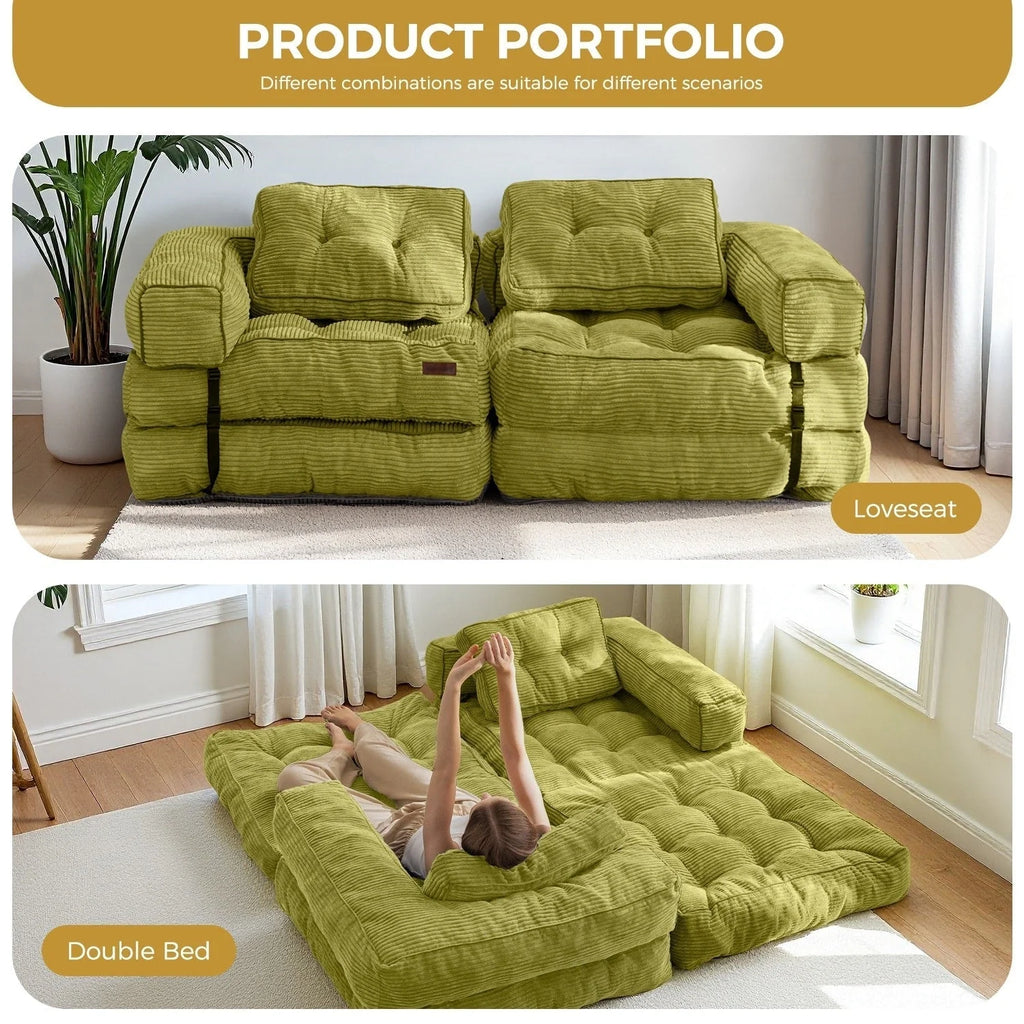 Foldable Sofa Bed,L-Shaped Floor Sofa Couch