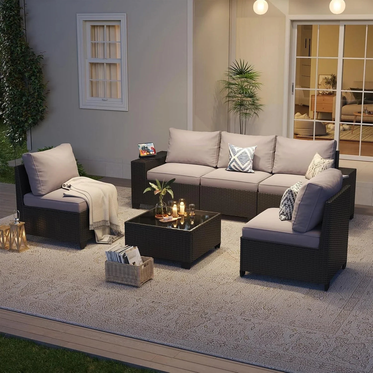 Outdoor Patio Furniture Sets with 4in Thicken Cushion