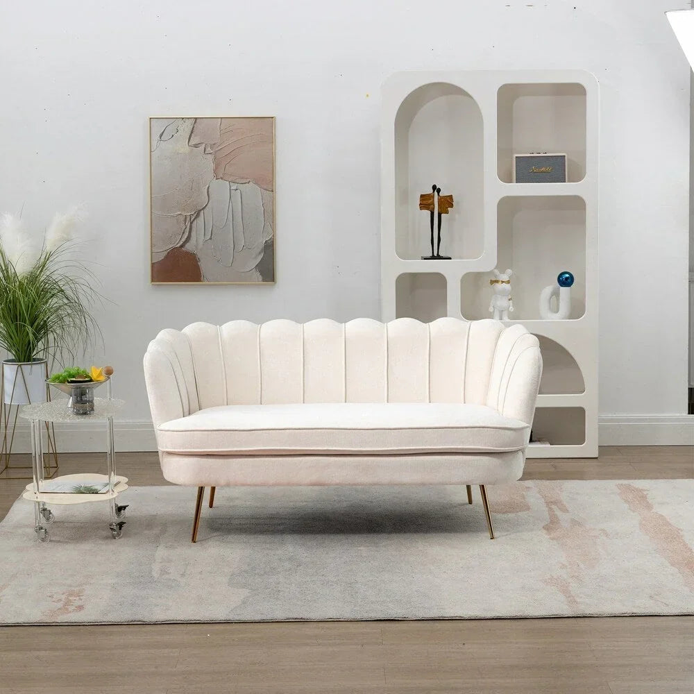 Small Mini Room Couch Two-Seater Sofa with Gold Metal Leg - 2 Seat