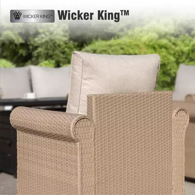 Captiva Designs 6 Piece Luxury Wicker Patio Conversation Sofa Set with Curved Armrests with Cushions